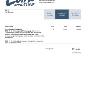 Como Creative Invoice #1535