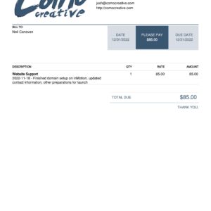 Como Creative Invoice #1539
