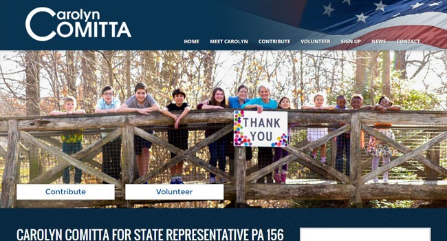 Carolyn Comitta for State Representative home page screenshot