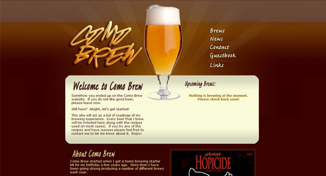 Como Brew home page screenshot