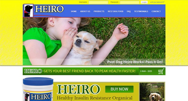 HEIRO for Dogs home page screenshot