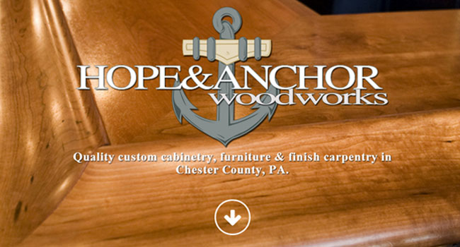 Hope & Anchor Woodworks home page screenshot
