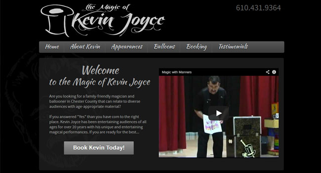 The Magic of Kevin Joyce home page screenshot
