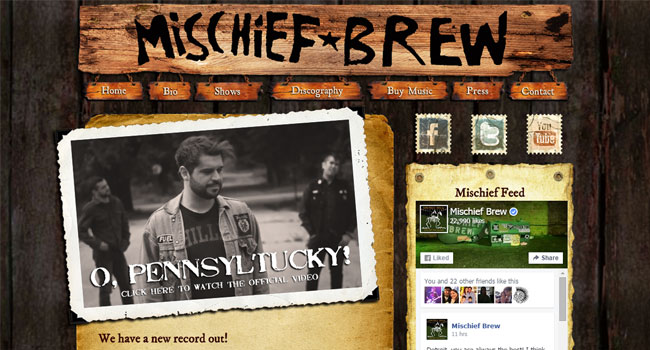 Mischief Brew home page screenshot