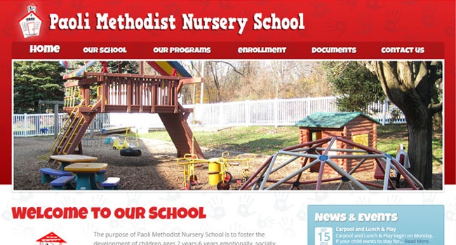 Paoli Methodist Nursery School homepage screenshot