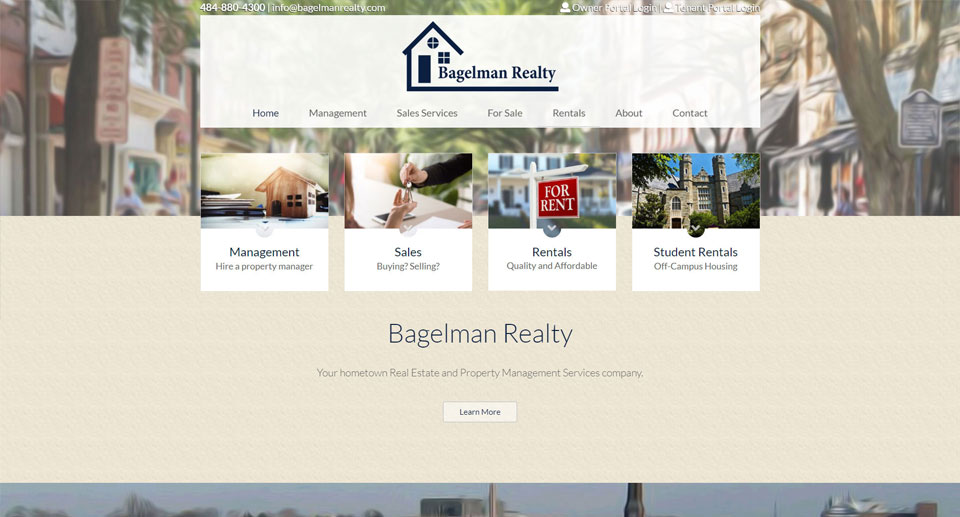 Bagelman Realty home page screenshot