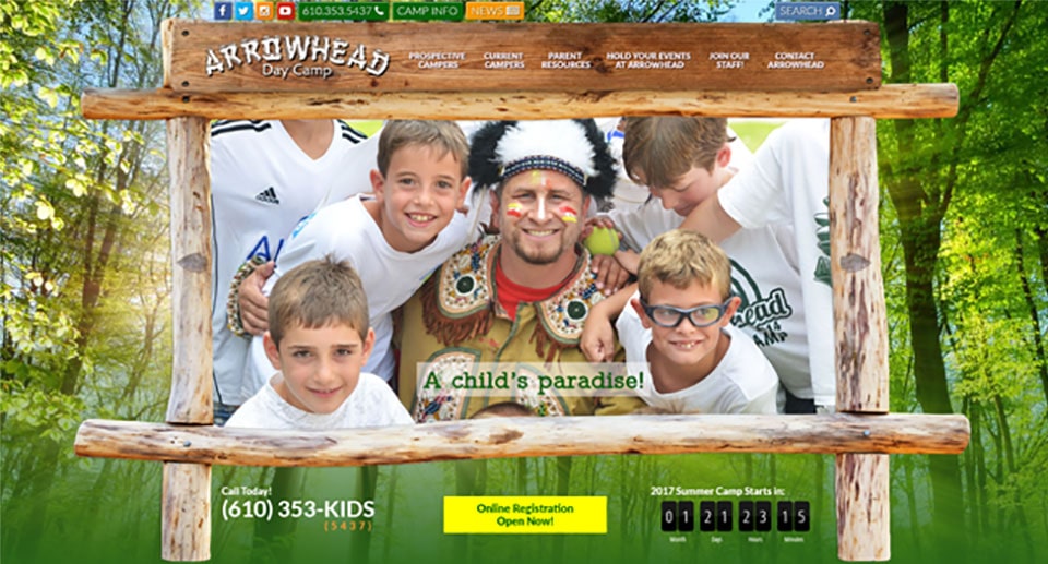 Arrowhead Day Camp homepage screenshot