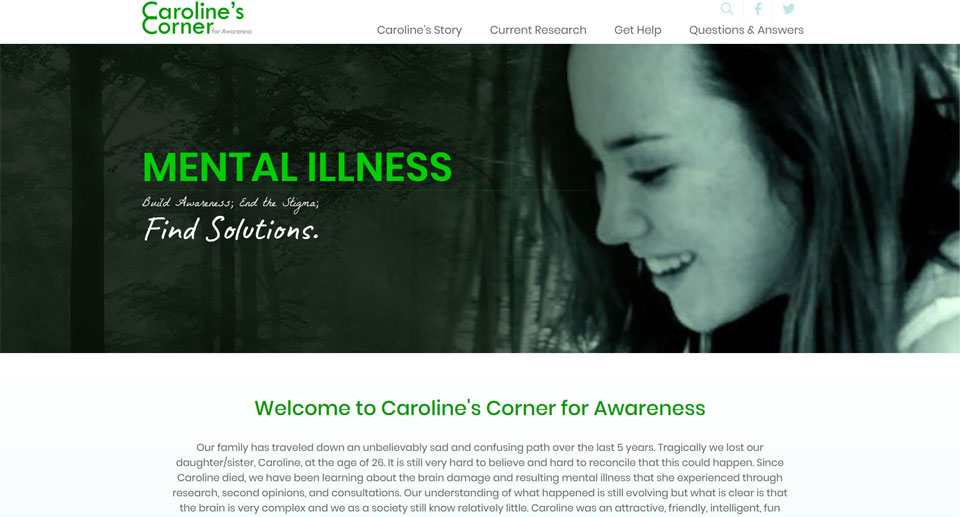 Carolines Corner for Awareness home page screenshot