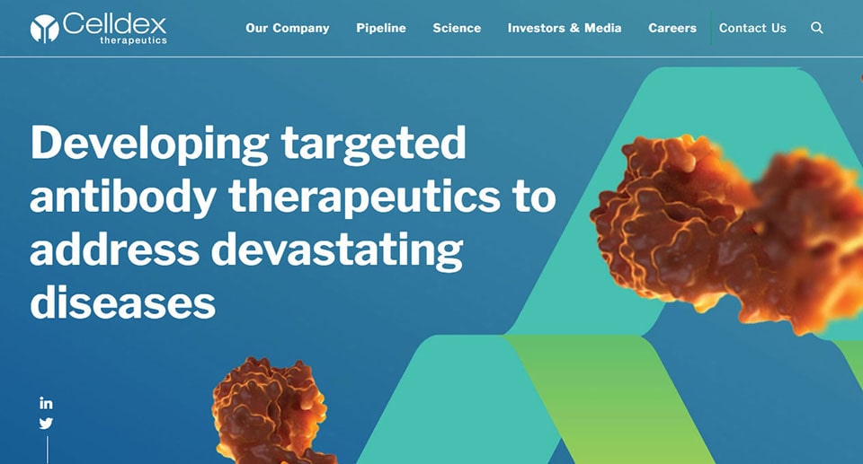 Celldex Therapeutics homepage screenshot