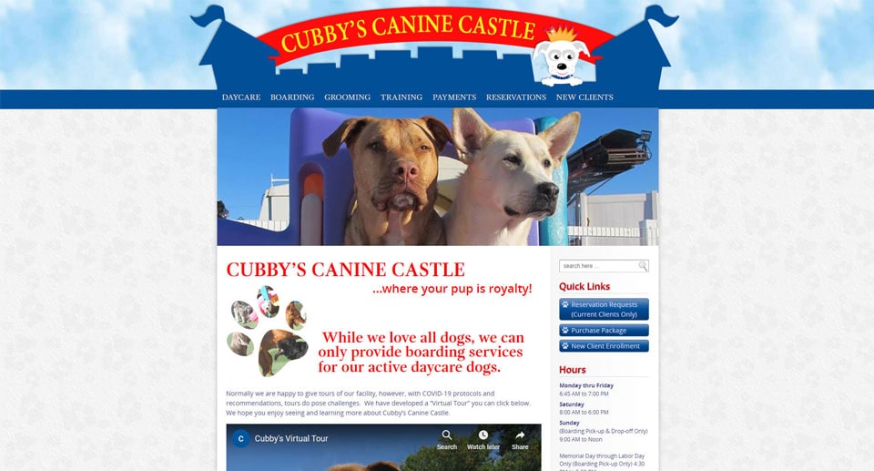 Cubby's Canine Castle home page screenshot