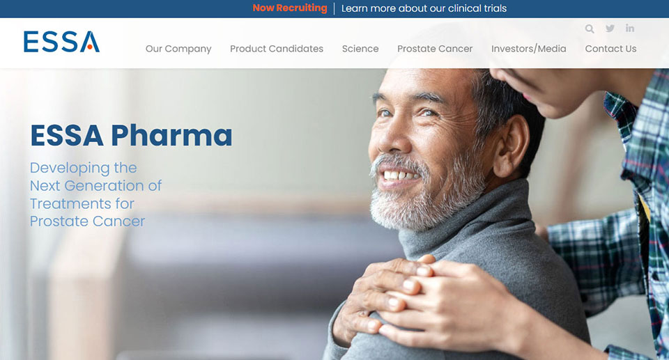 Essa Pharma homepage screenshot