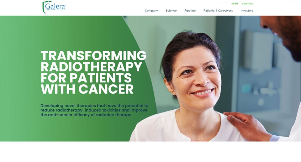 Galera Therapeutics home page screenshot