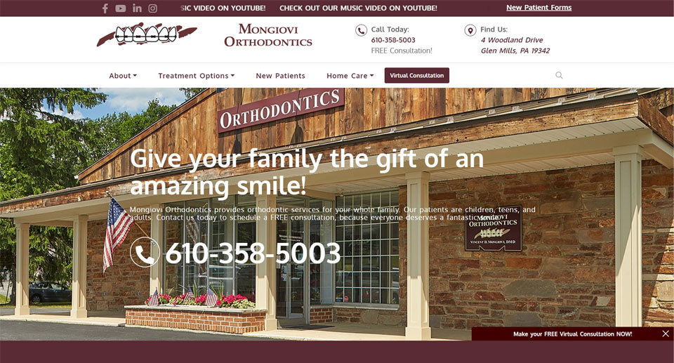 Mongiovi Orthodontics home page screenshot