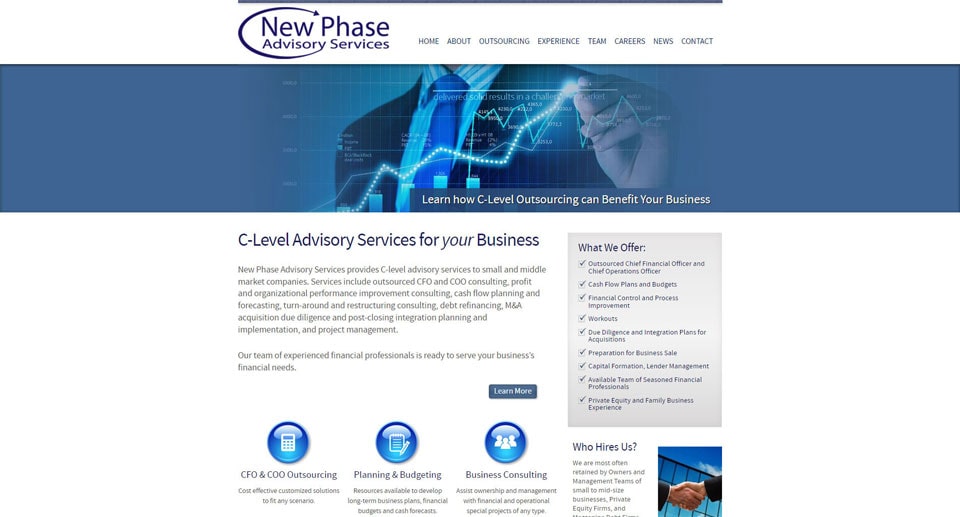 New Phase Advisory Services home page screenshot
