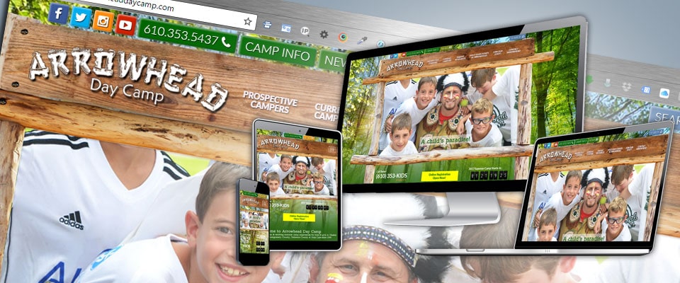 Arrowhead Day Camp homepage responsive screen resolution demo