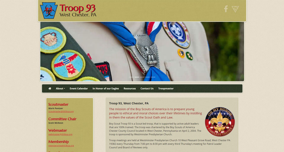 Troop 93 BSA home page screenshot