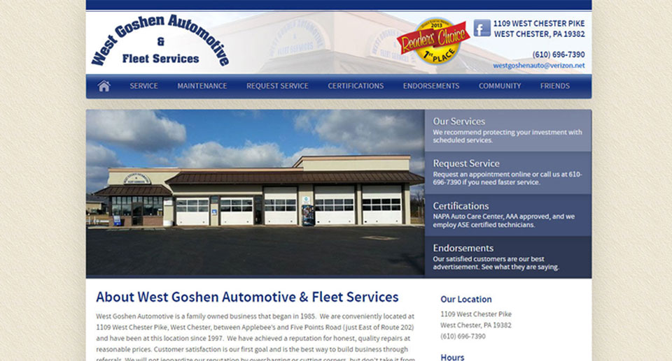West Goshen Automotive & Fleet Services home page screenshot